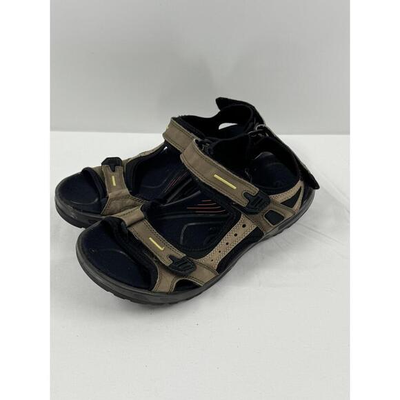 Ecco Mens Sandals Black Brown Open-Toe Adjustable Strappy‎ Sports SZ 43 - Picture 2 of 7